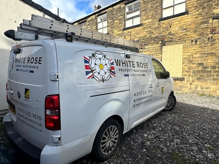 White Rose boiler repair van on a call-out in Leeds