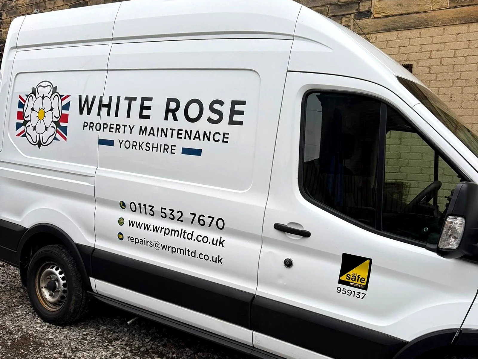 White Rose Property Maintenance & Compliance van in Hyde Park & Woodhouse